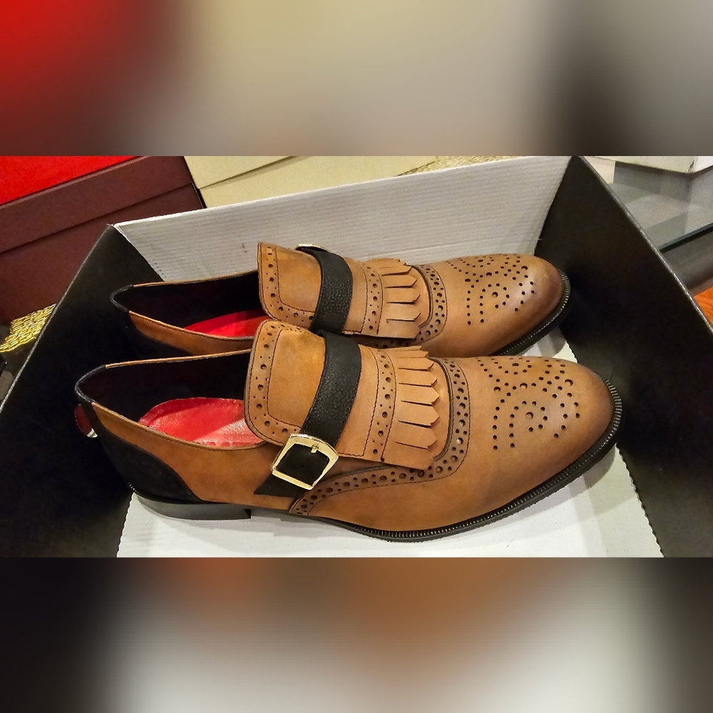 Men's New Girotti men's nubuck leather loafers in brown, size 12